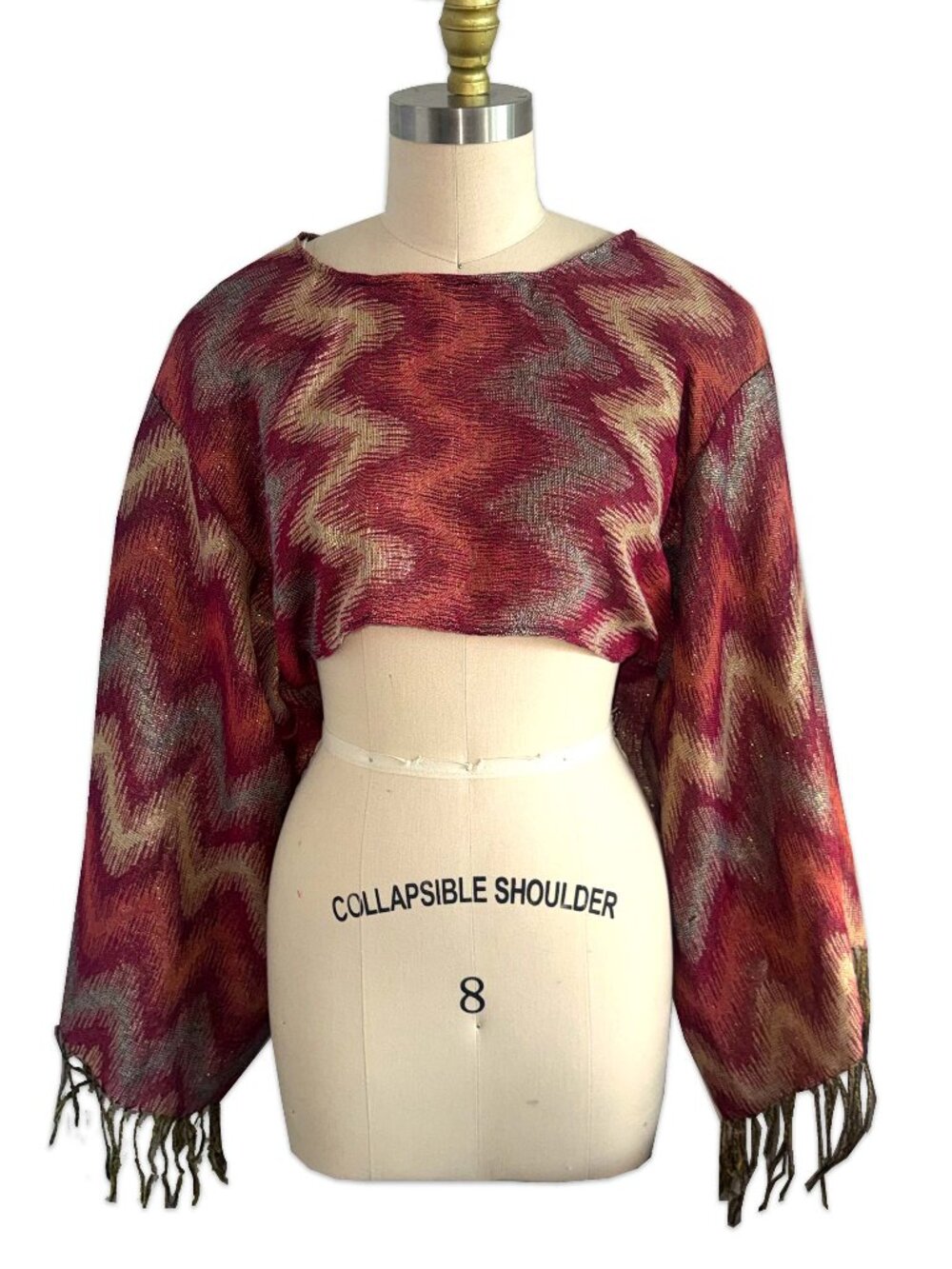 upcycled burgundy metallic chevron scarf shrug ♡